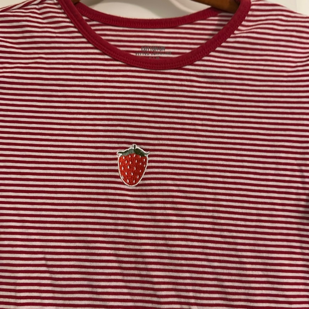 Cotton On Strawberry red and white Stripped tee